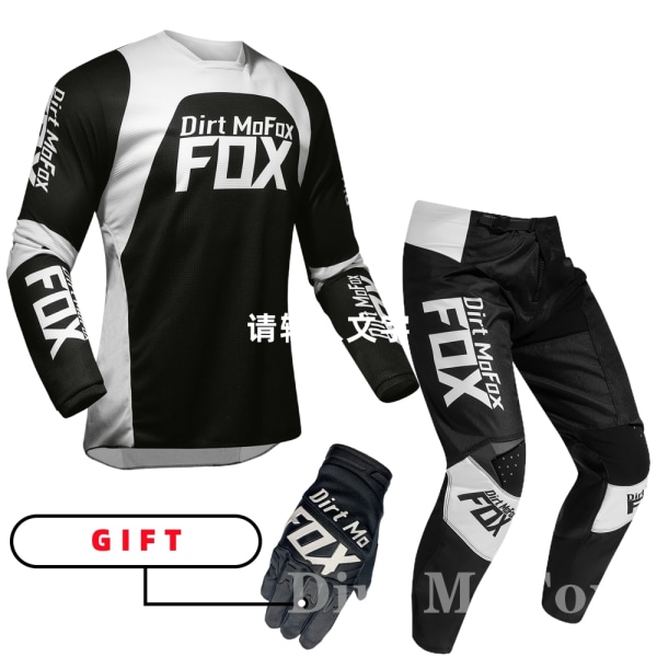 2022 Dirt MoFox MTB Jersey Byxor Utrustning Set MX Combo Motorcykel Outfit Motocross Racing Enduro Dräkt Män Off-road Moto Handskar Kit Black2 XLJersey 36 pants