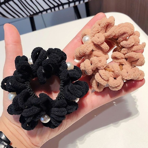 Sødt Bredt Sød Gave Hårbånd Hårbånd Perler Tarm Kvinde Kvinder Hår Ring Hestehale Holder Håndklæde Mop Scrunchies Koreansk Stil Hårtov (kaffe)