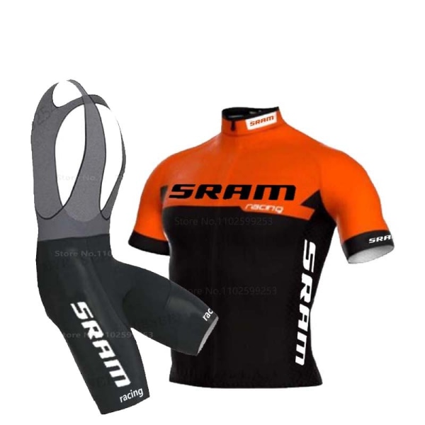 SRAM Racing Cykeltröja Set 2023 Man Sommar MTB Race Cykelkläder Kortärmad Ropa Ciclismo Outdoor Riding Bike Uniform Auburn 3XL