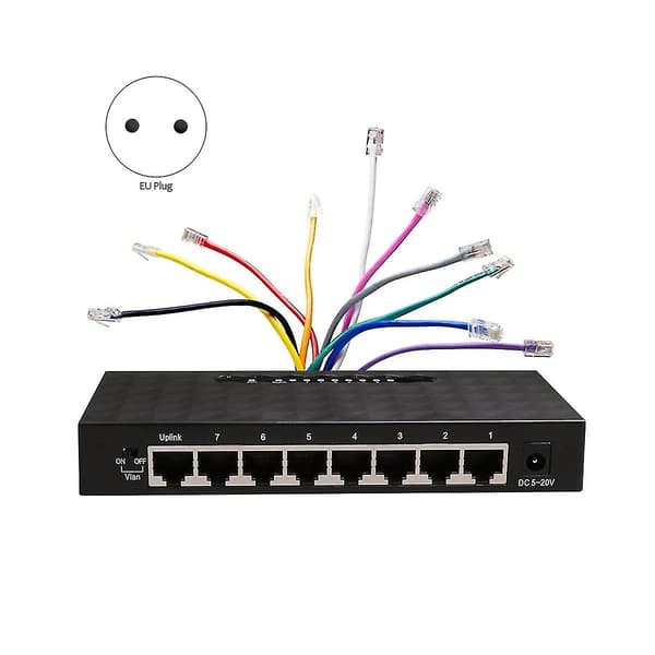 8-ports Ethernet Smart Switch Høj Ydeevne 1000mbps Netværk Switch Rj45 Hub Internet Injector E