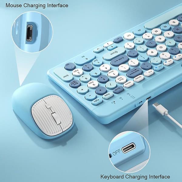 Oppladbart trådløst Bluetooth-tastatur og mussett Mute Laptop Stasjonær datamaskin Apple Ipad Android Universal