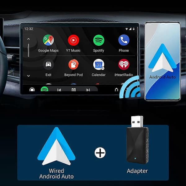 2 i 1 Kablet til Trådløs Tilslutningsboks Androids Auto 2 i 1 Smart USB-dongle til Køretøjer Biler