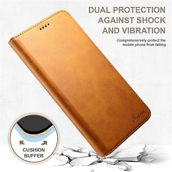 SUTENI Kompatibelt för iPhone 15 Pro Max Enkelt Läderfodral Plånboks Telefonfodral Khaki