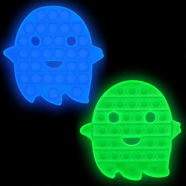 2-pack Halloween Pop Bubbles Fidget Sensoriska Leksaker, Halloween Självlysande Spökleksaker Pop Bubble Popper Stressreducerare Avslappningsleksaker