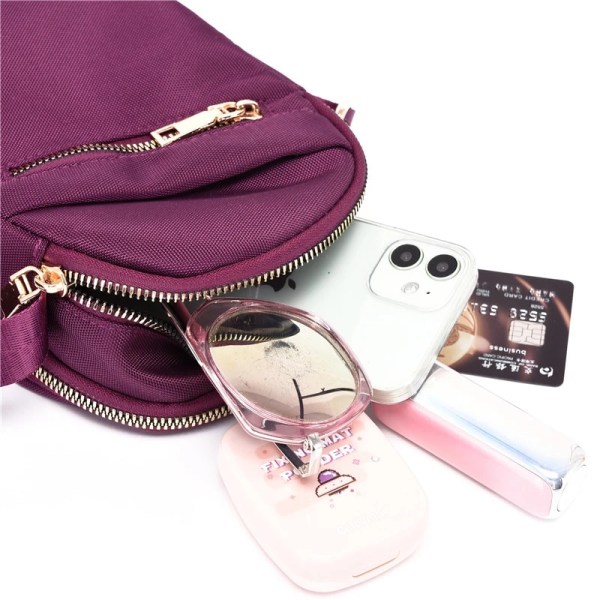 Mini Canvas Messenger Bag Plånbok Clutch Nylon dragkedja Purple