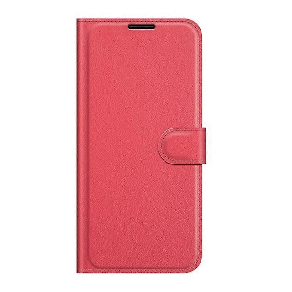 Litchi Tekstur PU Læder Etui Flip Stand Stødsikkert Telefoncover med Pung Kompatibel med TCL 20 SE Red