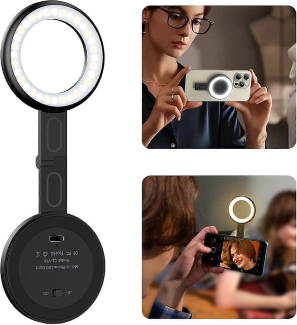 Magnetisk Selfie-lys Magsafe-kompatibelt LED-fyldlys Telefon-fyldlys til livestreaming, vlogging, videokonference White