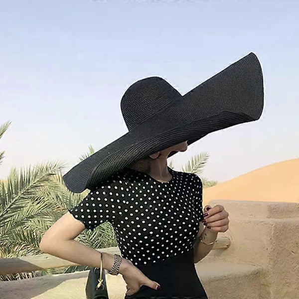 Sommar Hopfällbar Portabel Överdimensionerad Solhatt För Kvinnor Elegant 70cm Diameter Stor Bredbrättad Stråhatt Flerfärgad Gorras Strandhatt