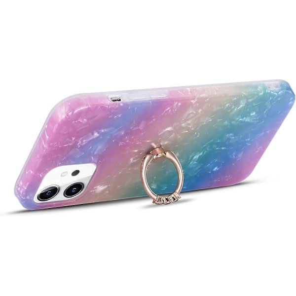 iPhone 11 Deksel, Blomstermønster Søt Mote for Kvinner Jenter Menn med 360 Graders Roterende Ringholder Støtte Soft TPU Støtsikkert Deksel for iPhone 11