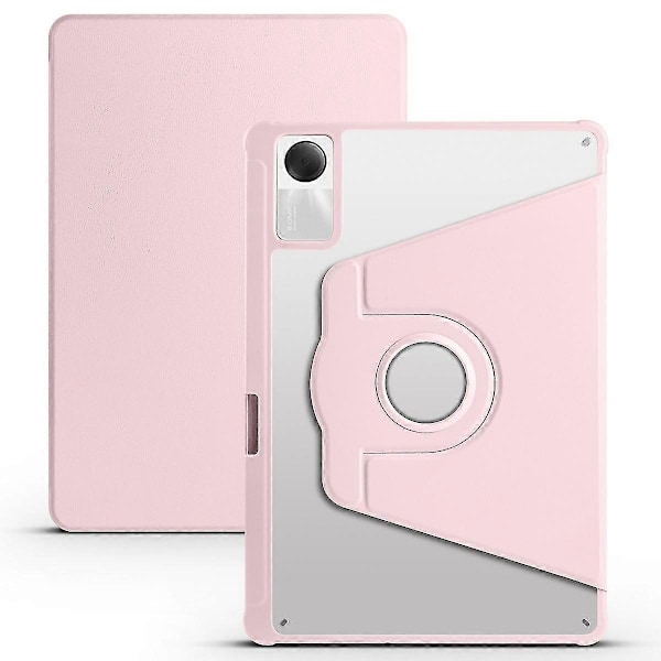 Xiaomi Redmi Pad SE -kotelo, nahka, kiertävä teline, automaattinen lepotila/herätys - Pinkki