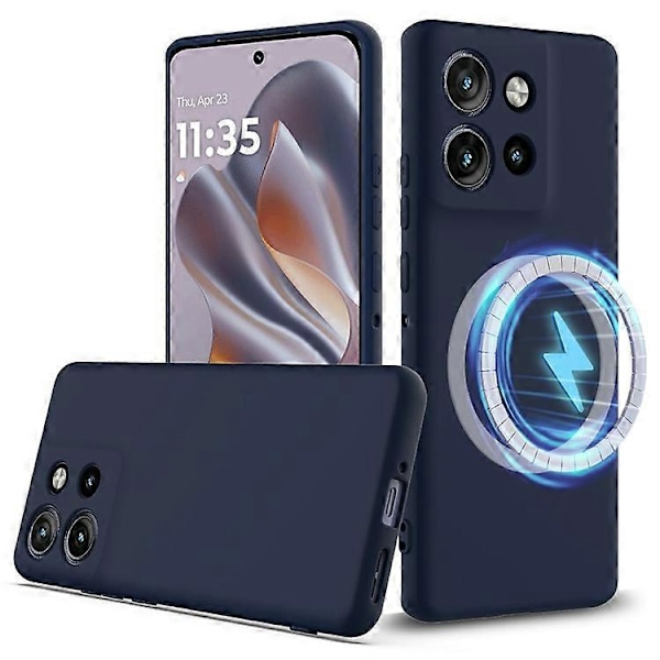 Flytande Silikon Skal Kompatibelt För Motorola Edge 50 Neo 5G / Moto S50 5G / Thinkphone 25 5G Kompatibelt med MagSafe Telefonfodral DarkBlue