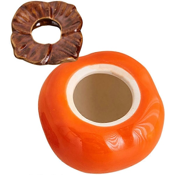 Persimon Keramisk Blomkruka Inomhus Kruka Skrivbordsdekoration Orange 7.7X7.7X6.00cm Plantering 1Set