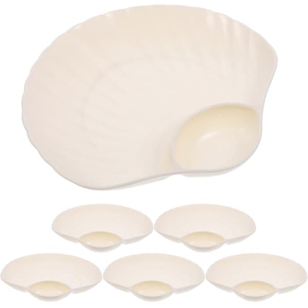 6 st Dumplingsfat med såsfack Matserveringsfat med såshållare Serveringsbricka
