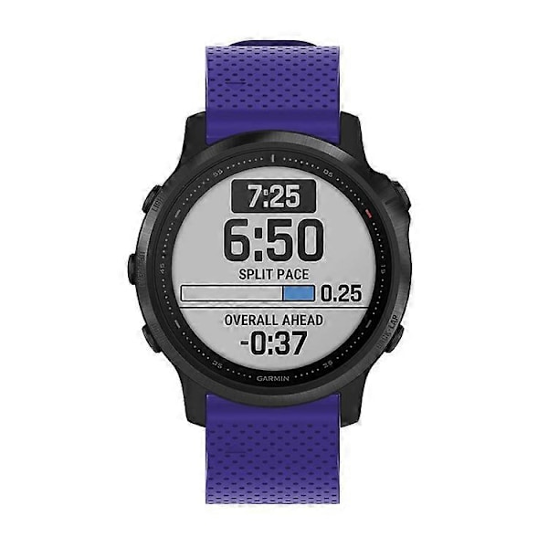 Stilfuld silikone sportsurrem udskiftning med sølvspænde, kompatibel med Garmin Fenix 7S/6S/6S Pro/5S/5S Plus/Instinc Purple
