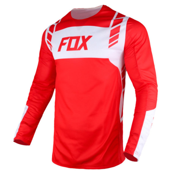 FOX kesän ulkopyöräilyvaatteet pyöreä pääntie pitkähihainen nopeasti kuivuva hengittävä T-paita red and white XXL