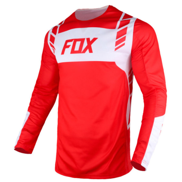 FOX sommer udendørs cykeltøj med rund hals langærmet hurtigtørrende åndbar T-shirt red and white XL