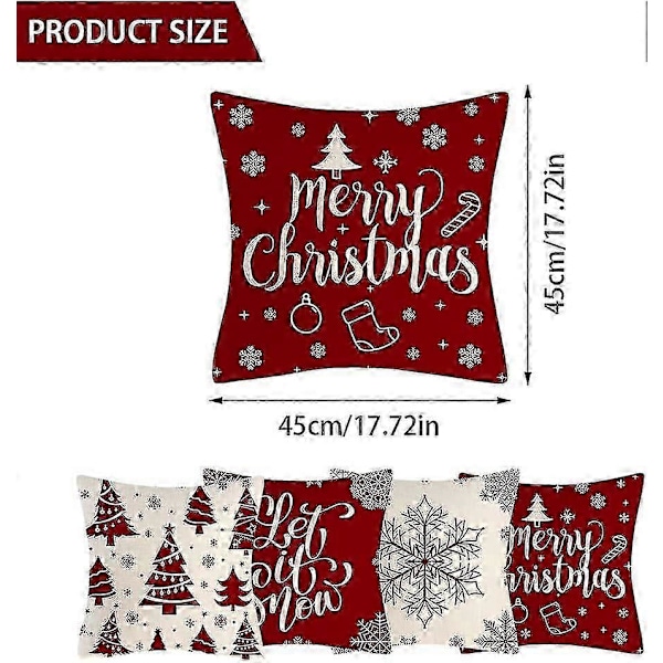 Kuddöverdrag Jul, Set med 4 Jul Kuddöverdrag 45x45 Cm Jul Dekorativa Kuddöverdrag