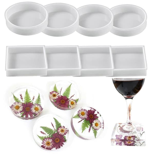 4 stk./8 stk. DIY Hjemmelavede forme Kaffe coaster Firkantet Rund Silikone Bakkeform