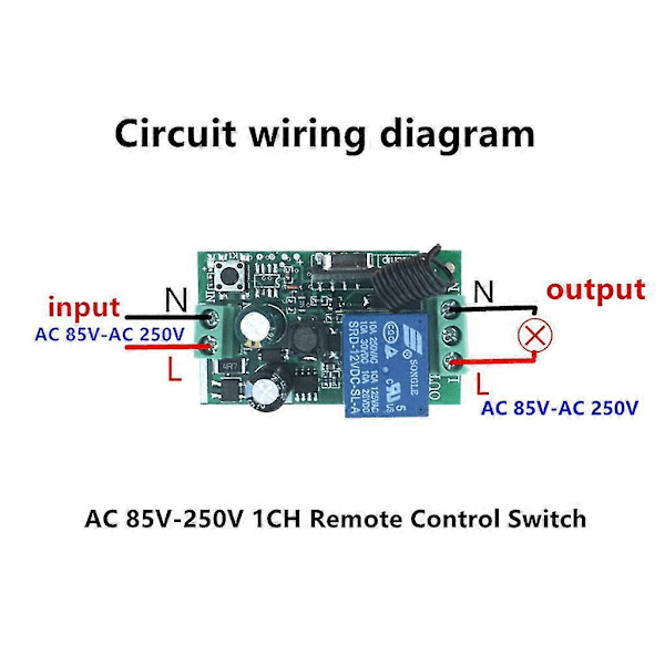 AC 110V 220V Kauko-ohjainkytkin 433Mhz Kauko-ohjain 1CH Langaton kauko-ohjain