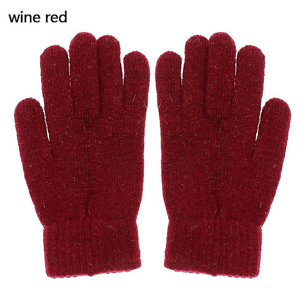 1 par vinterelastiska ylle kashmir Cykling Körhandskar Helfingerhandskar Vantar Kvinnor Män Mode Utomhusskidåkningshandskar Wine red