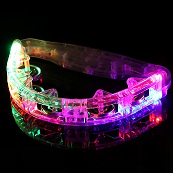 Tomaibaby 4 stk. LED Tamburin Musikalsk Blinkende Tamburin Håndholdt Slagtøjsinstrument til Børn Voksne Lysende Tamburin til Fest Halloween