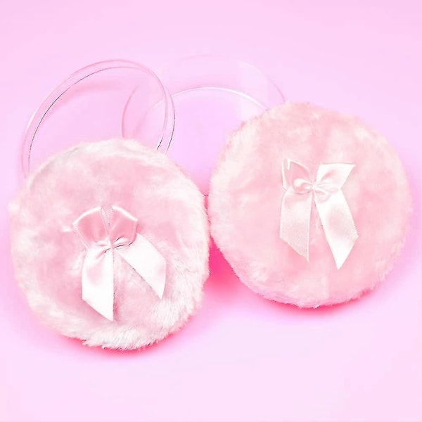 2-pak 10,5 cm Stor Fluffy Pudderkvast Blød Pudderkvast Pink Ansigtskvast