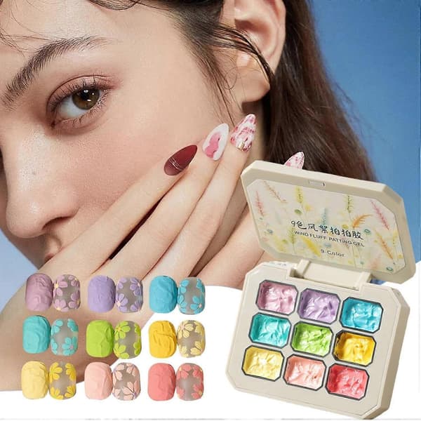 Patting Gel Nagellack, 9 färger Svamp Pat Måla Nagelset, Regnbåge Solid Skönhetsvård