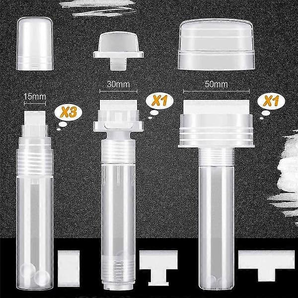 5 Pakk Graffiti Tusjer Påfyllbare Malertusjer Touch Up Malingspenn med 5 Erstatningstupper (50 mm, 30 mm, 15 mm)