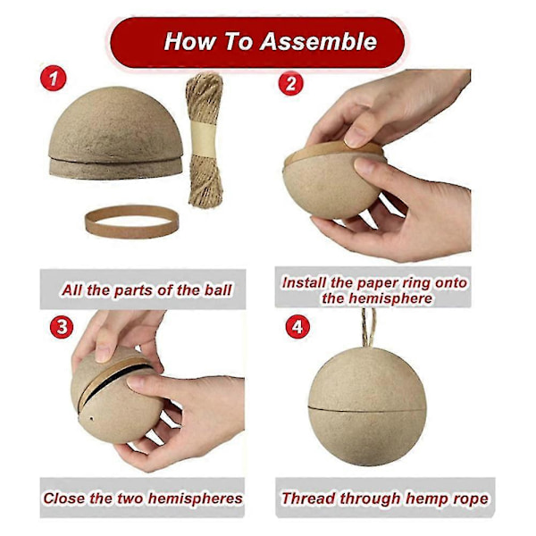 24 st Jul Pappersmachébollar 8 cm Omålade Tomma Boll Ornament Hantverksmaterial