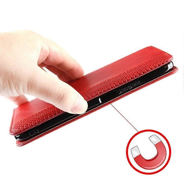 Kompatibelt Skal för Oppo A79 5G / A2 5G Retro PU Läder Magnetisk Självstängande Plånboksfodral Red