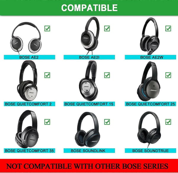 2x hvite øreputer, trådløse surround-øreputer for over-ear hodetelefoner