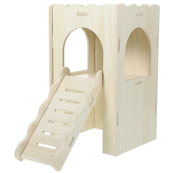 Gjemmested for marsvin, huske for hamster, gjemmested, lite dyr, trehytte med rampe