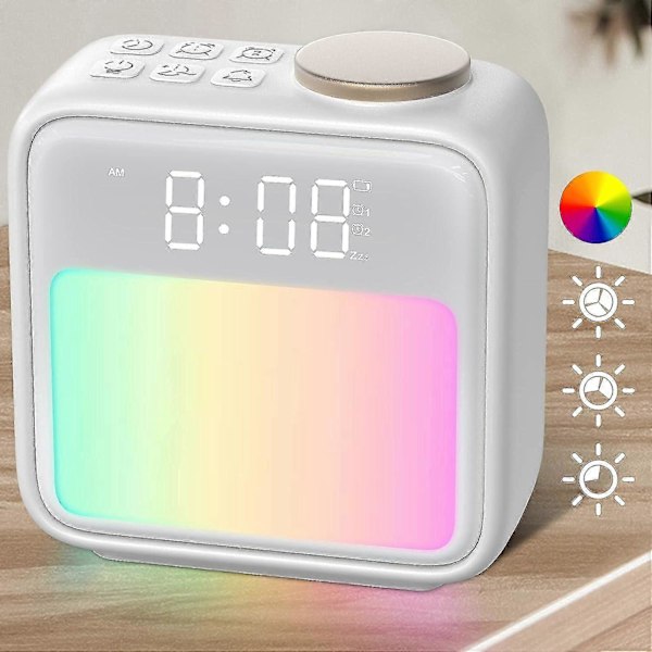 Soluppgång Väckarklocka för Sovrum Barn Tonåringar Hatch Väckarklocka Vakna Upp Ljus för Tunga Sovare Vuxna Sömnhjälp Dubbel Alarm Snooze 6 Alarmljud 10 Co
