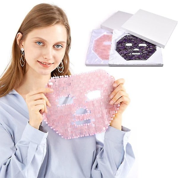 Tflycq Pink Crystal Eye Mask Handgjord ögongardin Kristall Sovmask Rose Quartz Kallterapi Ansiktsmassageapparat Naturlig Jademask purple face mask