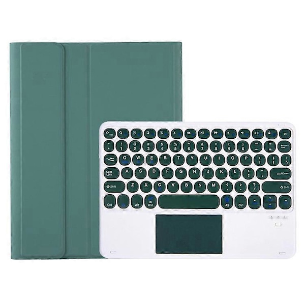 YT098B-A Yhteensopiva iPad Air (2020) / (2022) Pyöreät näppäimet Langaton Bluetooth-näppäimistö kosketuslevyllä, ihoa myötäilevä iskunkestävä jalusta DarkGreen