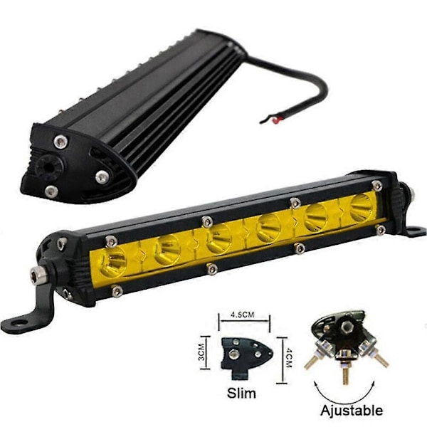 2 stk 7 tommers 6 LED 18W gule LED arbeidslys spotlight dagslys kjørelyssett med relékabel Ha