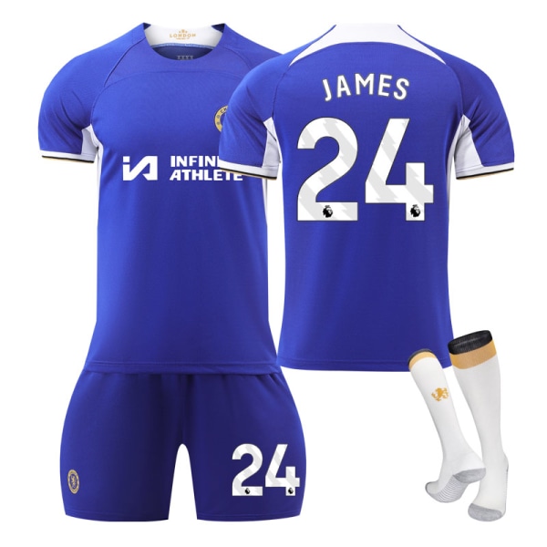 23-24 Uusi Chelsea Home Jersey aikuisten ja lasten opiskelijoiden set NO.24 JAMES M