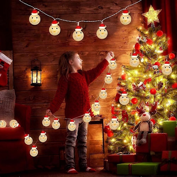 Jul Snögubbe Ljusslinga 2m 10 LED Juldekoration för Hem, Trädgård, Sovrum och Inomhus & Utomhusdekoration