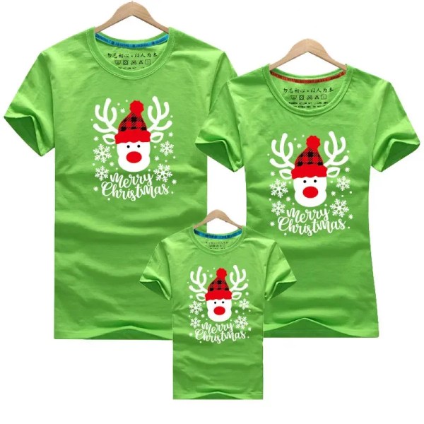 Jul T-shirt 3-delat set Jul familj matchande T-shirt bomull mor-dotter far son topp T-shirt Julklapp green Dad L