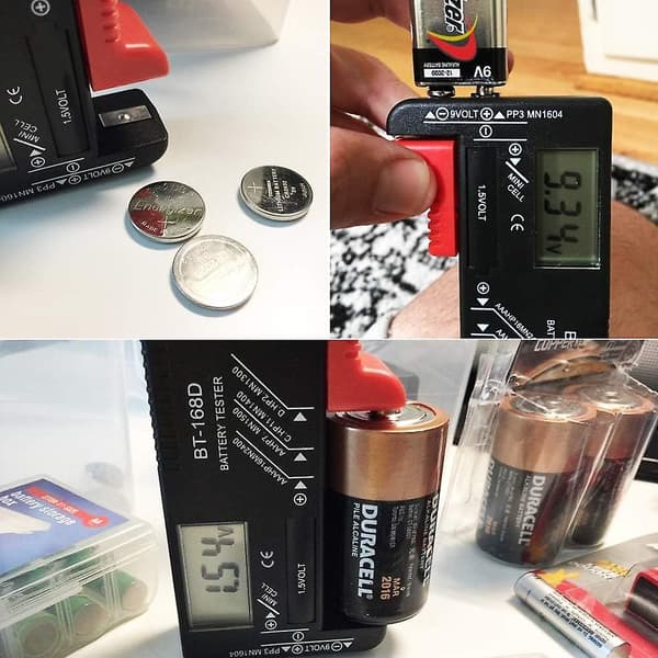 Universal Batteritester, digital batteritester, for AA AAA C D 9V knappcellebatterier 1.5V batterispenningstester superma