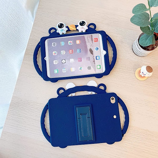 Ubiuocase Kotelo iPad Mini 4:lle, iPad Mini 5 Kotelo - Söpö Sarjakuva Astronautti Luova Kotelo Lapsille Pehmeä Silika Iskunkestävä Suojus Taitettavalla Jalustalla Ja Ristikkäisellä Hihnalla