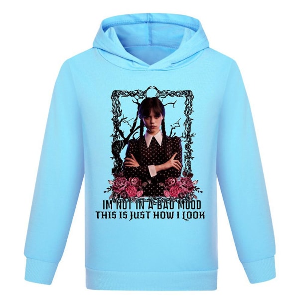 Onsdag Addams Family Hoodie Långärmad Hooded Athleisure Light Blue 13-14 Years