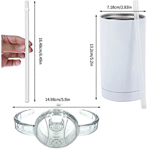 355 ml Sublimaatio Valkoinen Tyhjä Suora Sippy-kuppi Kahvoilla, Kaksi Kantta ja Pillillä, Tiivis, BPA-vapaa Sippy Sopii Auton Juomatelineeseen Vedelle ja Maidolle Bo