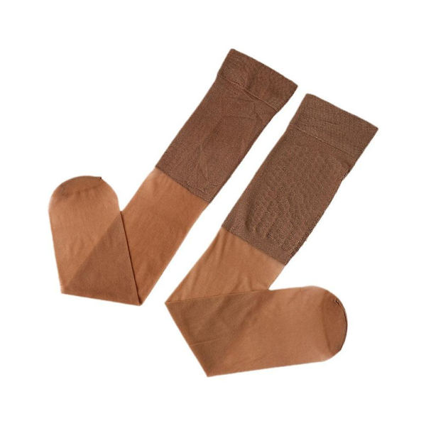 Långt rör sidenstrumpor kvinnor Båtvok Bekväm formning Tunna Stretchiga strumpor Anti-halk över knä Lårstrumpor Coffee 1 Pair