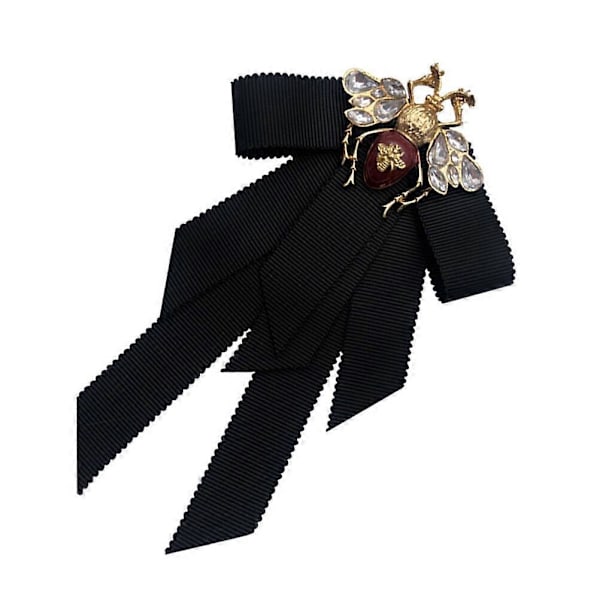 1 st Retro Bi Fluga Bi Rosett Brosch Halsband Brosch Nål för Kvinnor Flicka (Svart)