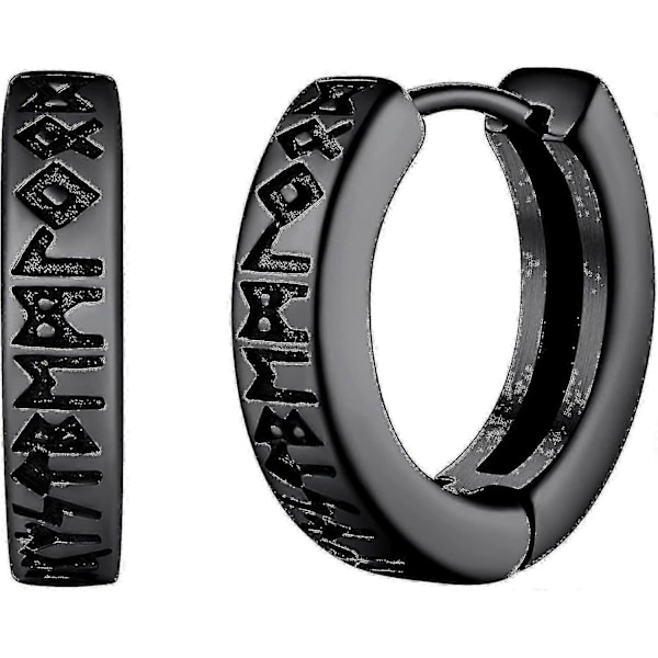 Norske Vikinge Runer Hoop Øreringe Til Mænd Kvinder 12mm Huggie Hoops Med Delikat Gaveindpakning_ll
