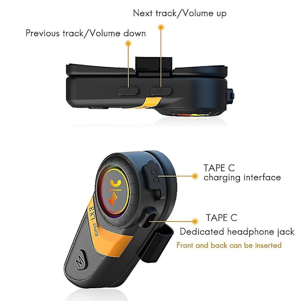 Lx3 Hjelm Bluetooth Headset 1200mah Motorsykkel Bt5.0 Trådløs Håndfri Samtale Stereo Anti-jamming Vanntett Headset-b