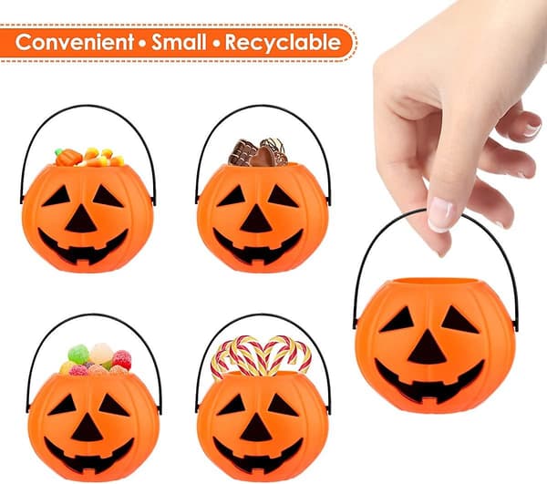 10-pakning Mini Halloween Gresskarbøtte Bærbar Barn Gresskar Godteribøtte Gresskar