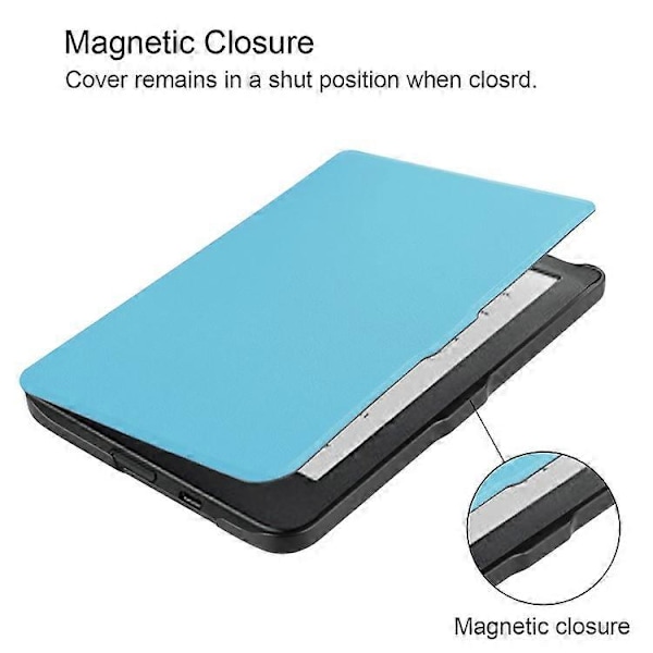 PU Läder Smart Magnetisk Flip Fodral Kompatibelt För Kobo Clara HD LightBlue