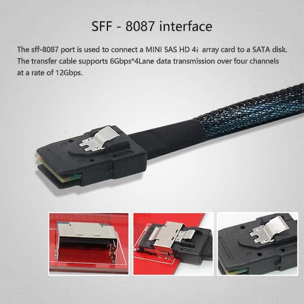 Mini Sas 8087 - 4 Sata Sas 36p - Sata3.0 -kiintolevyn datakaapeli